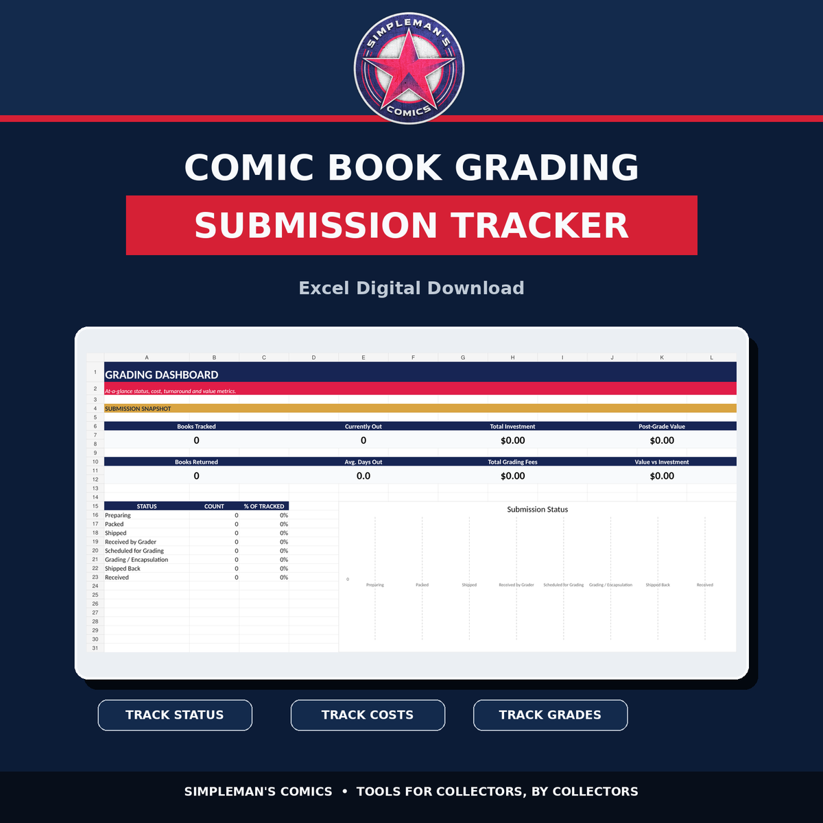 Comic Book Grading Submission Tracker – Excel Digital Download