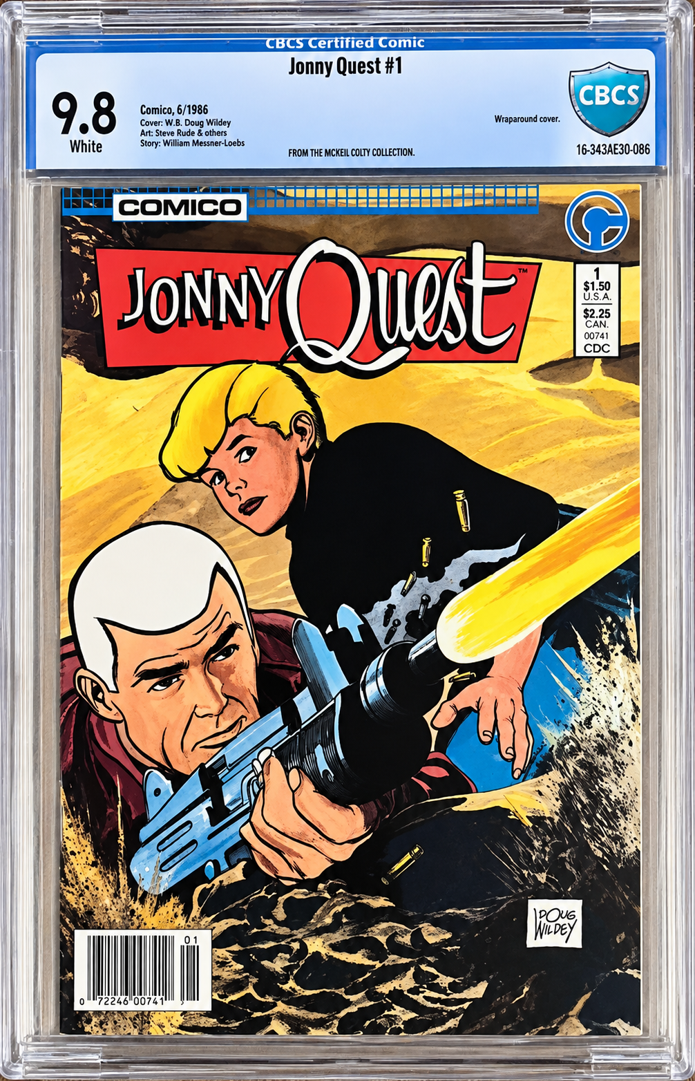 Jonny Quest #1 CBCS 9.8 White Pages – Doug Wildey Wraparound Cover – Comico 1986