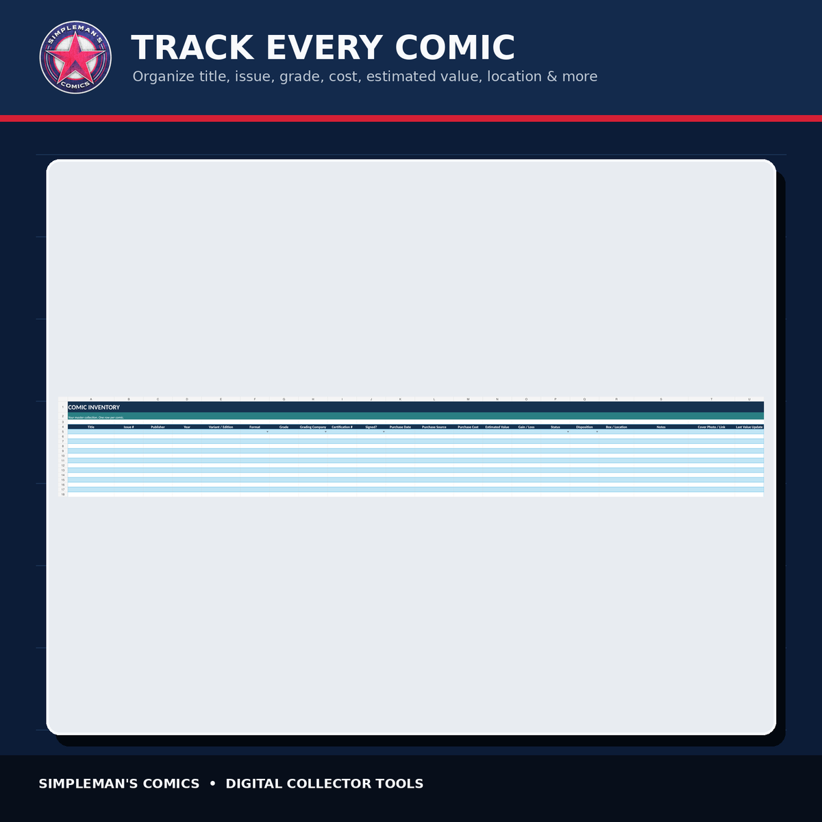 Ultimate Comic Collector Tracker – Excel Digital Download