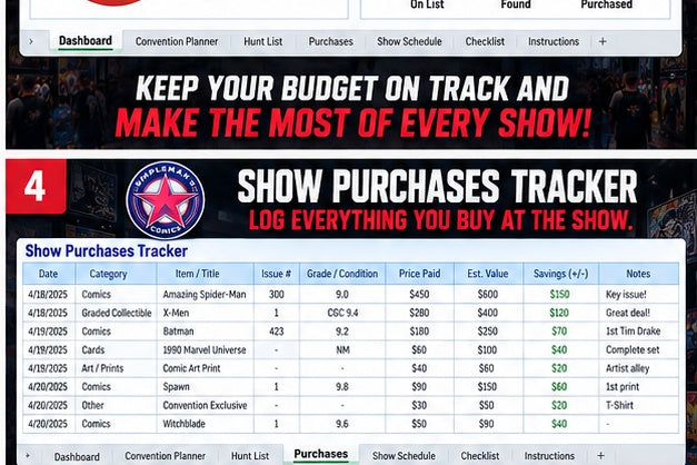 Comic Convention & Hunt Planner – Excel Digital Download