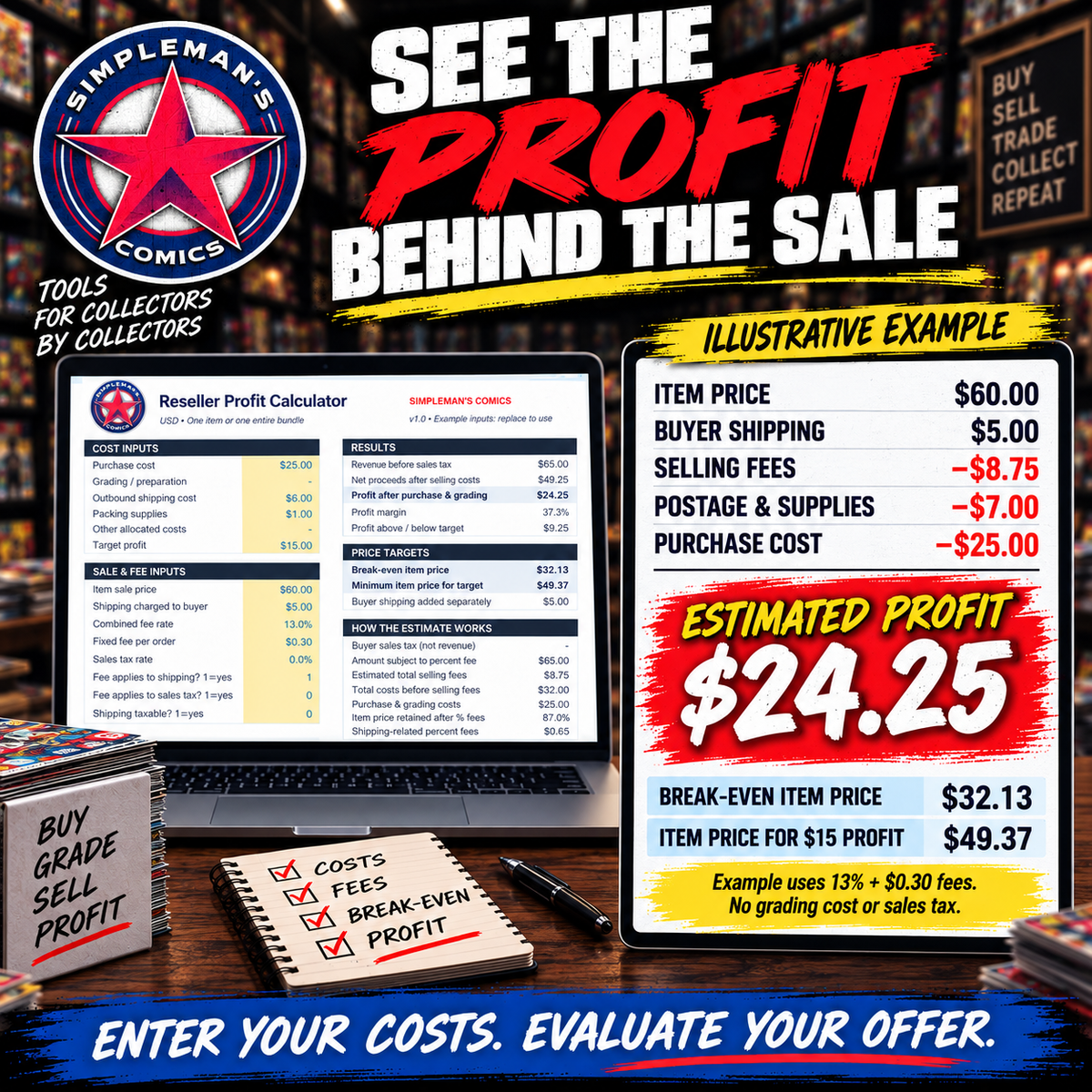 Comic & Card Reseller Profit Calculator