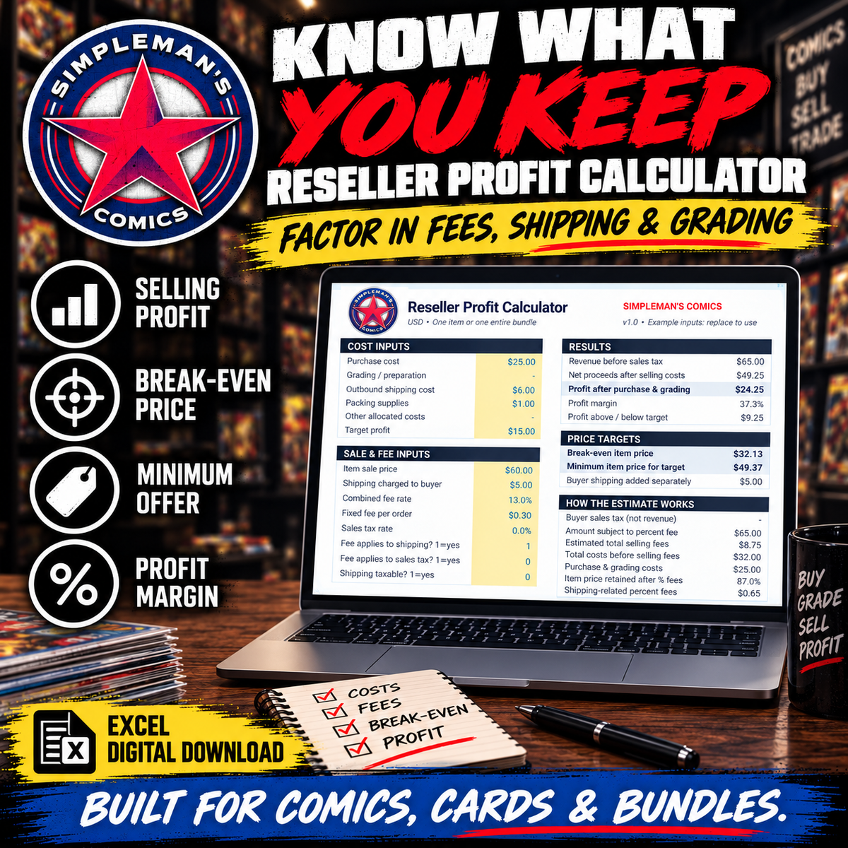 Comic & Card Reseller Profit Calculator