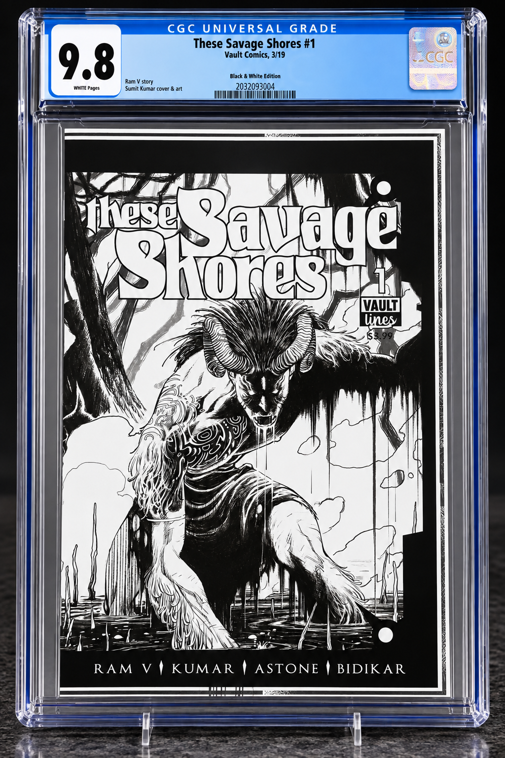 These Savage Shores #1 Black & White Edition CGC 9.8 – Sumit Kumar – Vault Comics 2019