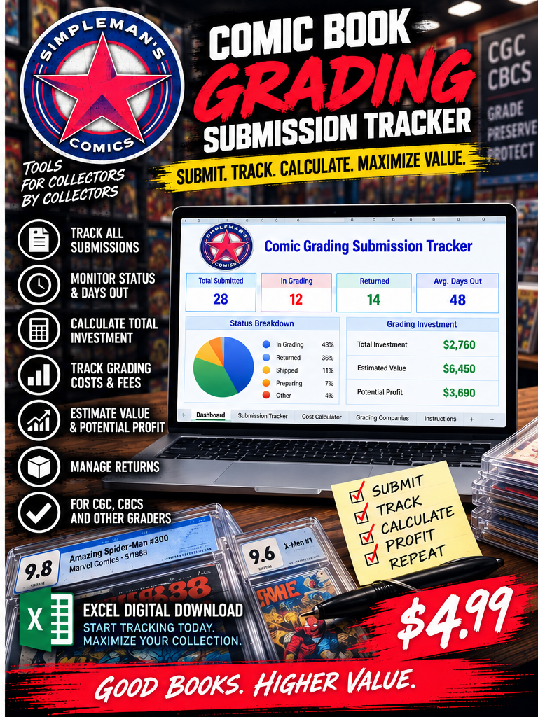 Comic Book Grading Submission Tracker – Excel Digital Download