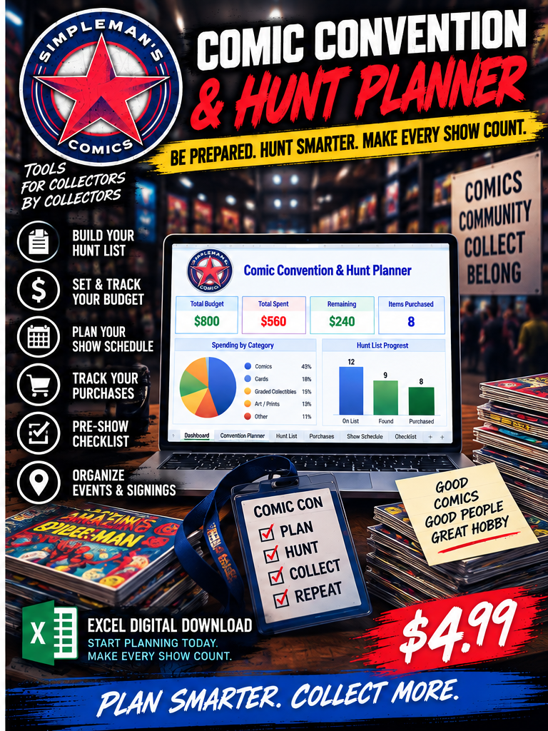 Comic Convention & Hunt Planner – Excel Digital Download