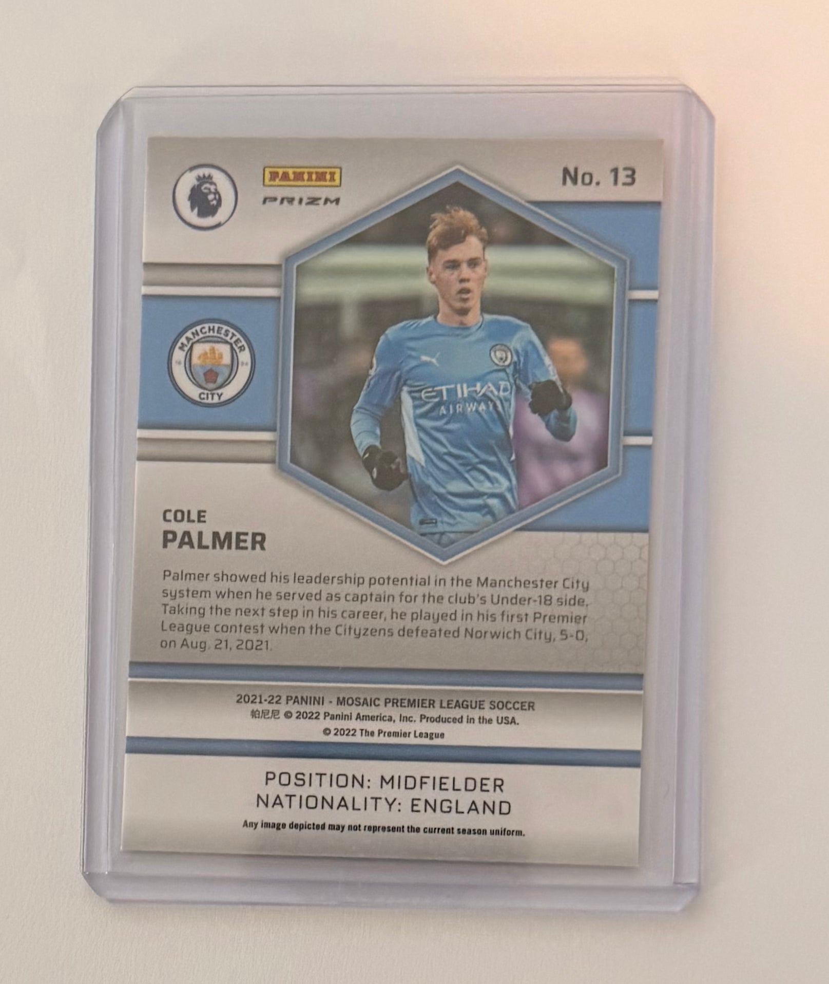 2021-22 Cole Palmer Panini Mosaic Premier League RC Orange Fluorescent #13 MT