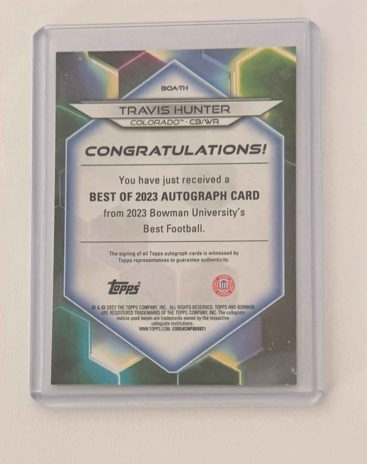 2023 Bowman's Best U Travis Hunter Red Geometric Auto /10 #BOA-TH Colorado Buffaloes Raw