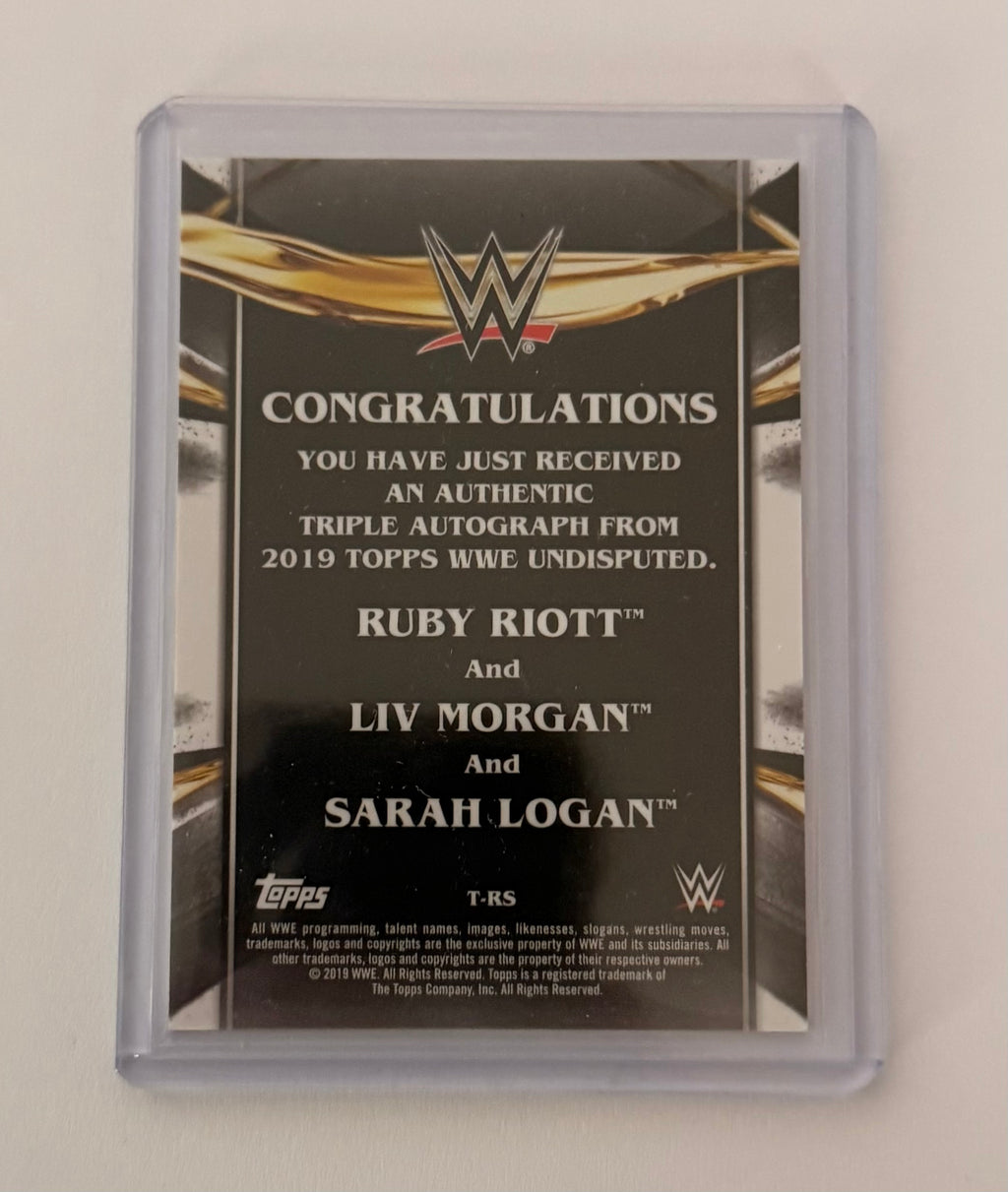 2019 Topps WWE Undisputed Riott Squad Triple Auto /10 Liv Morgan Ruby Riott Sarah Logan T-RS