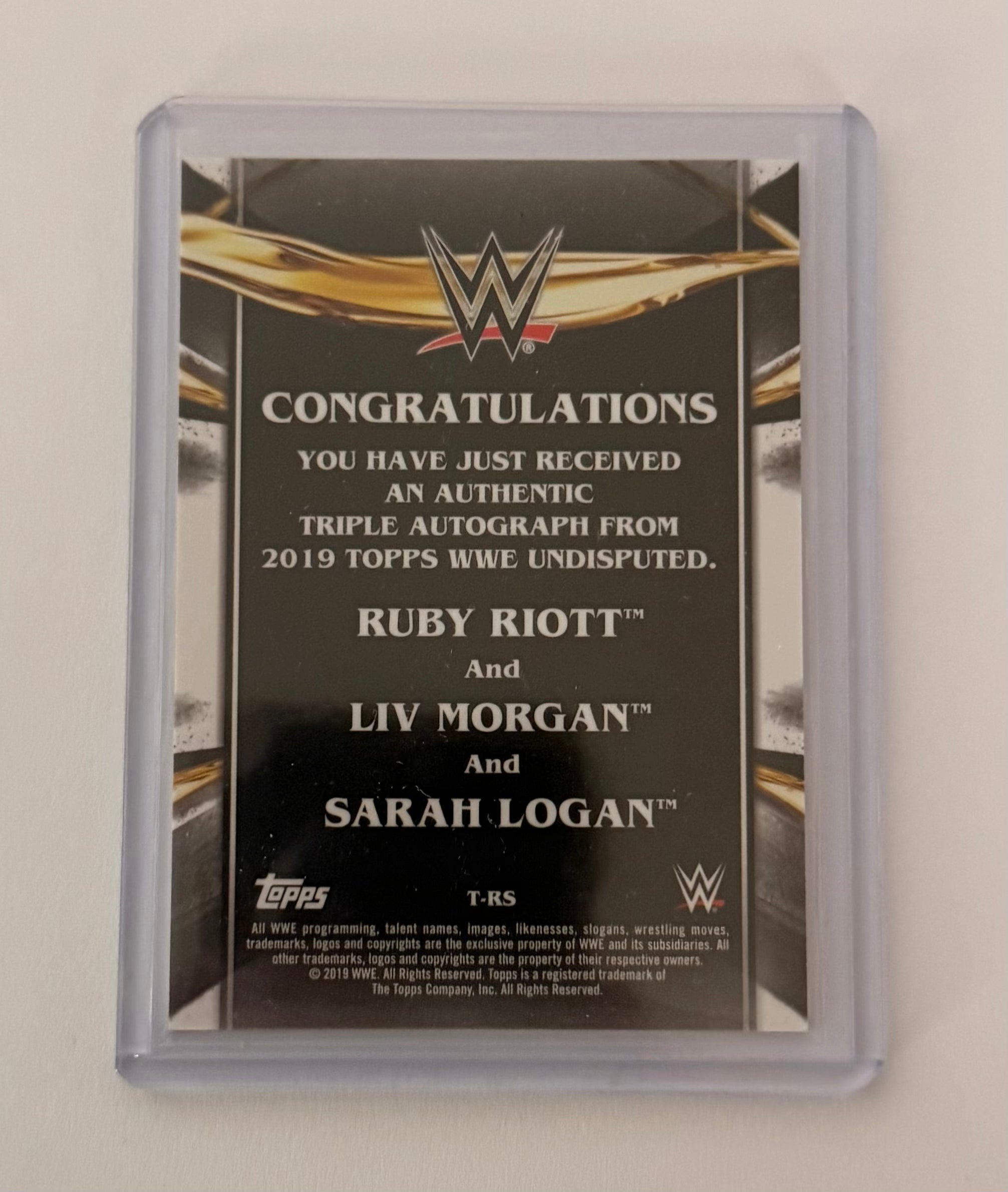 2019 Topps WWE Undisputed Riott Squad Triple Auto /10 Liv Morgan Ruby Riott Sarah Logan T-RS