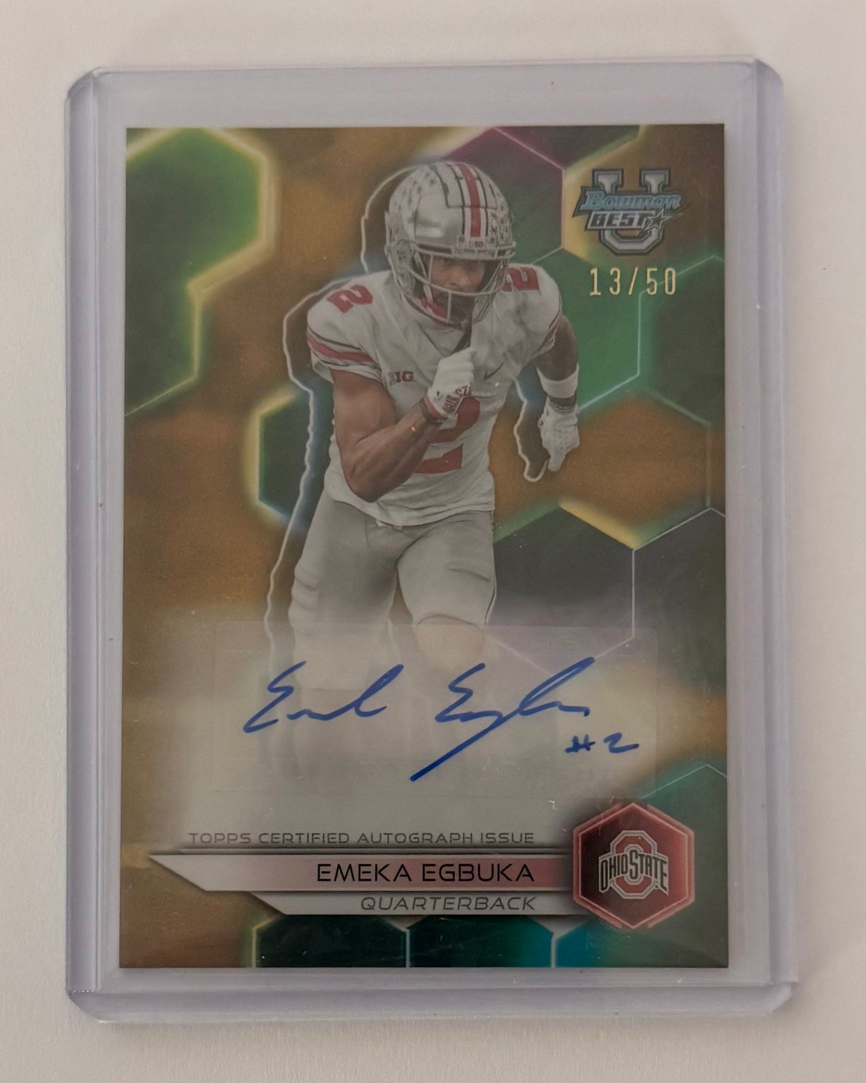 Emeka Egbuka 2023 Bowman University Best /50 Best of 2023 Auto Gold Geometric
