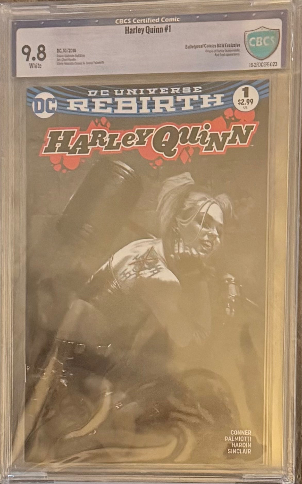 Harley Quinn #1 CBCS 9.8 – Bulletproof B&W Exclusive – DC Rebirth