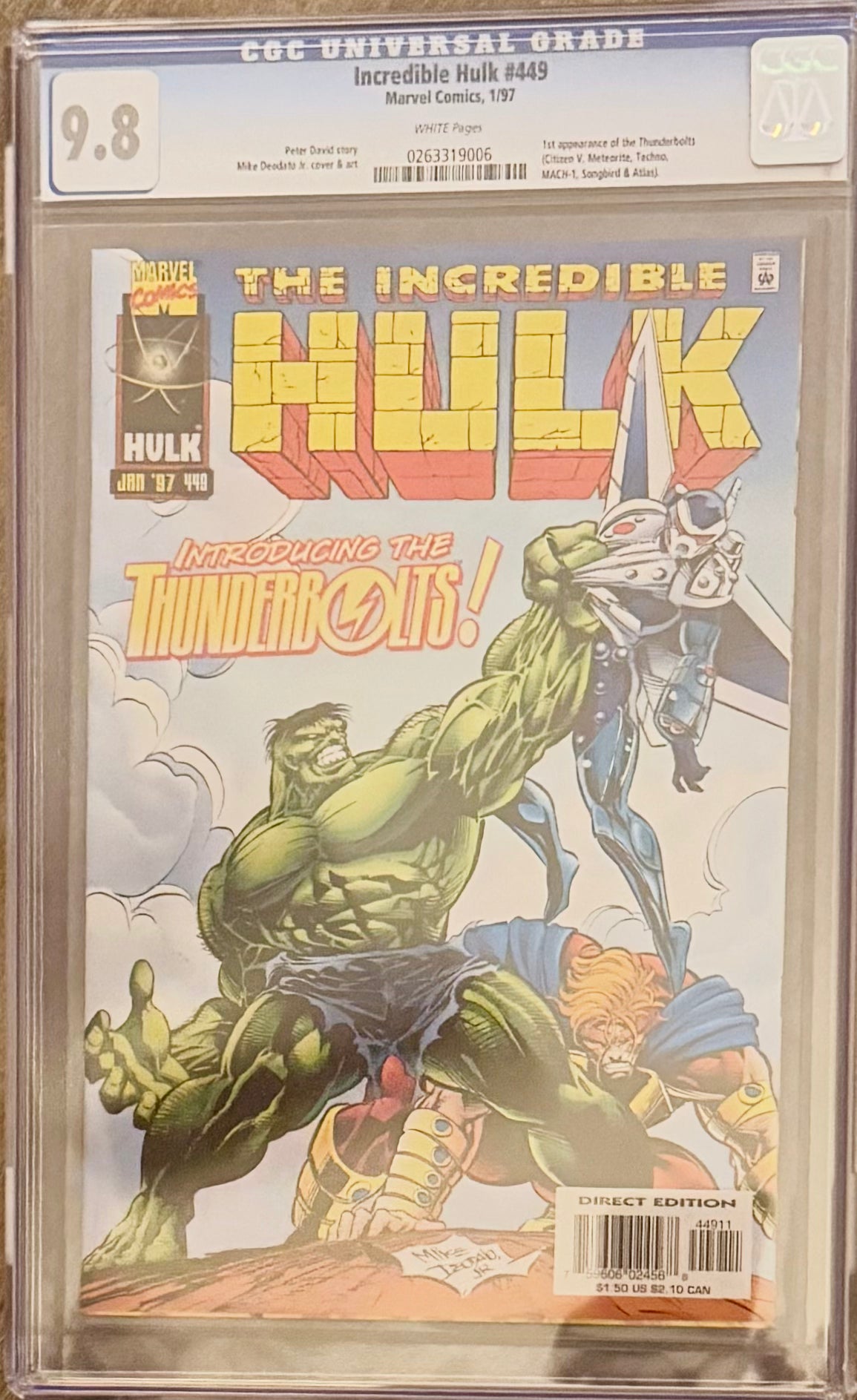 Incredible Hulk #449 CGC 9.8 – 1st Appearance Thunderbolts – Marvel 1997