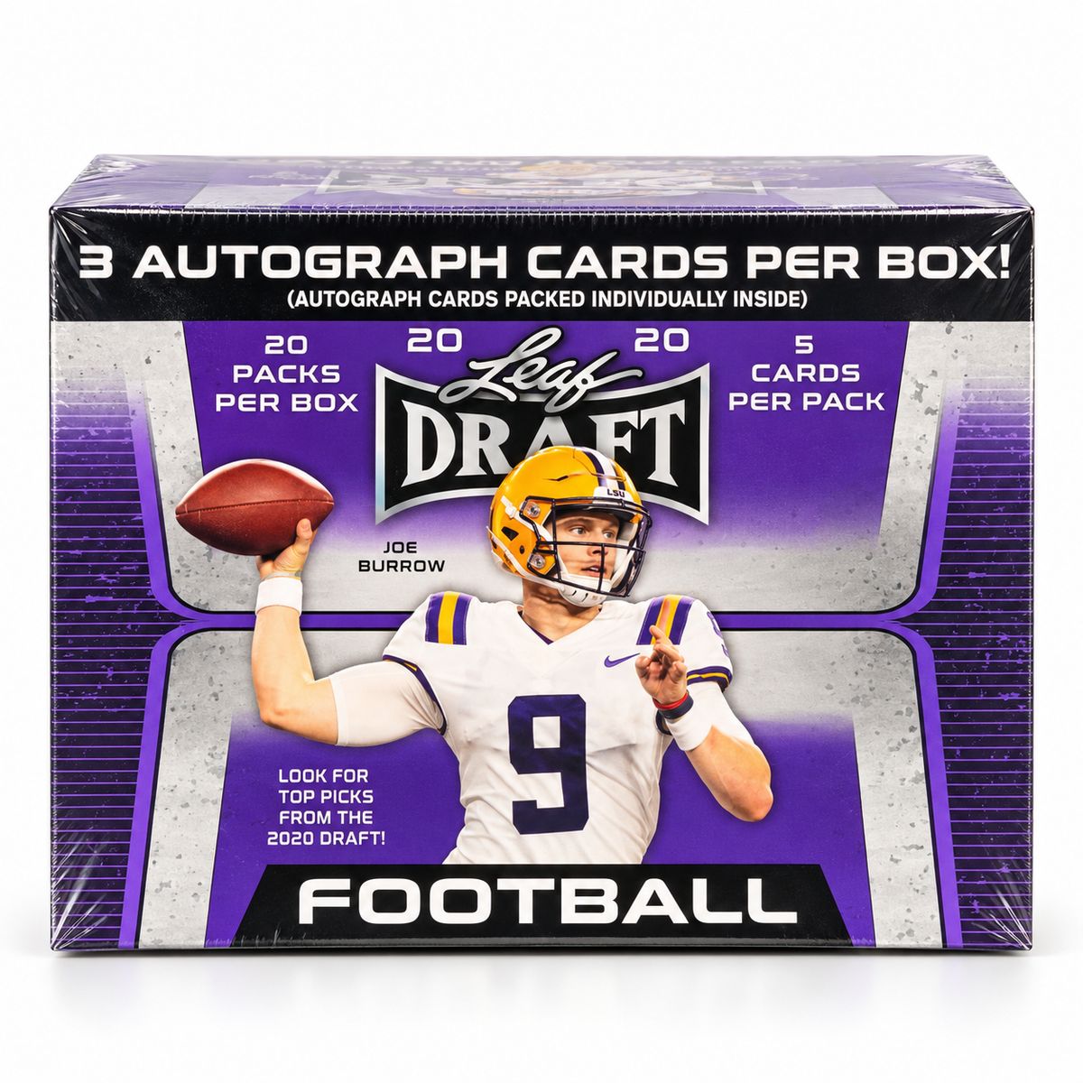 2020 Leaf Draft Football Premium Hobby Blaster Box – 3 Autographs – Factory Sealed
