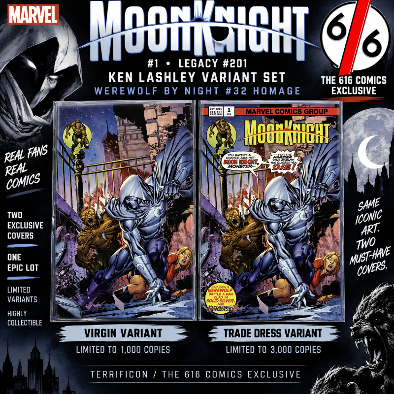 Moon Knight #1 Ken Lashley Werewolf by Night #32 Virgin Variant – 616 Exclusive