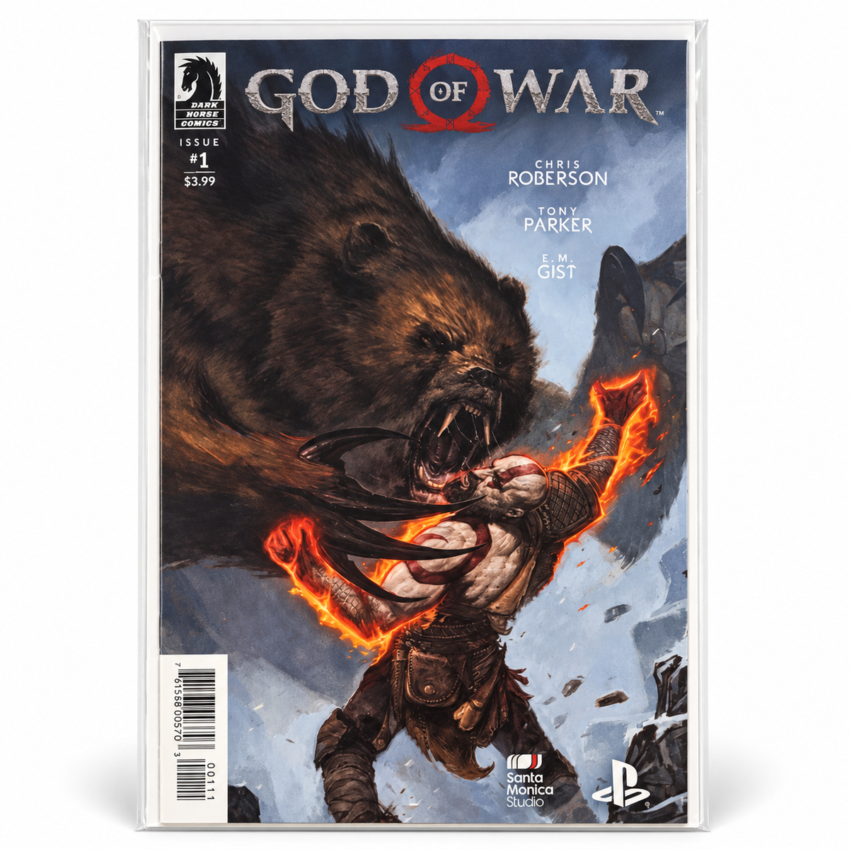 God of War #1 Dark Horse 2018 – Kratos – E.M. Gist Cover – VF