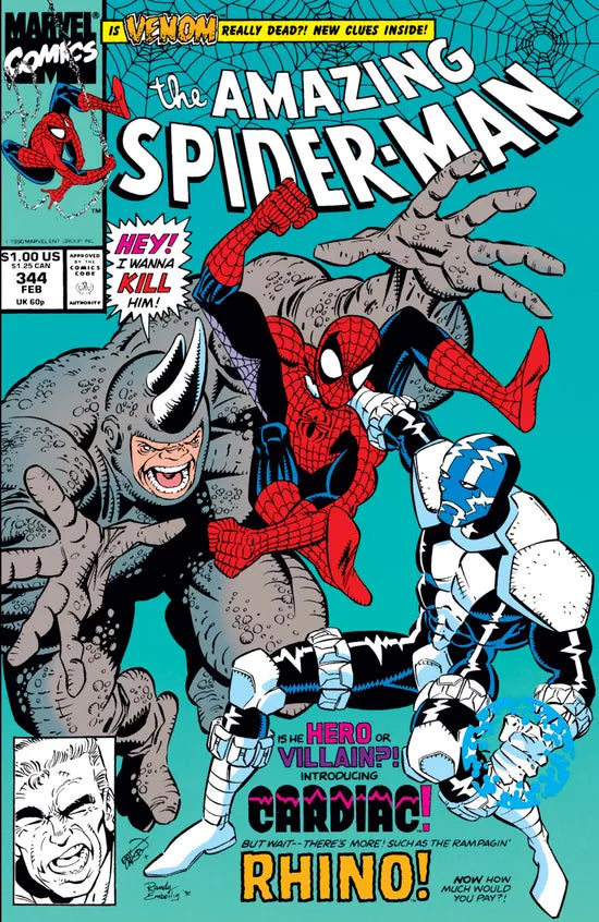 Amazing Spider-Man #344 – 1st Cletus Kasady & 1st Full Cardiac – VF – Marvel 1991